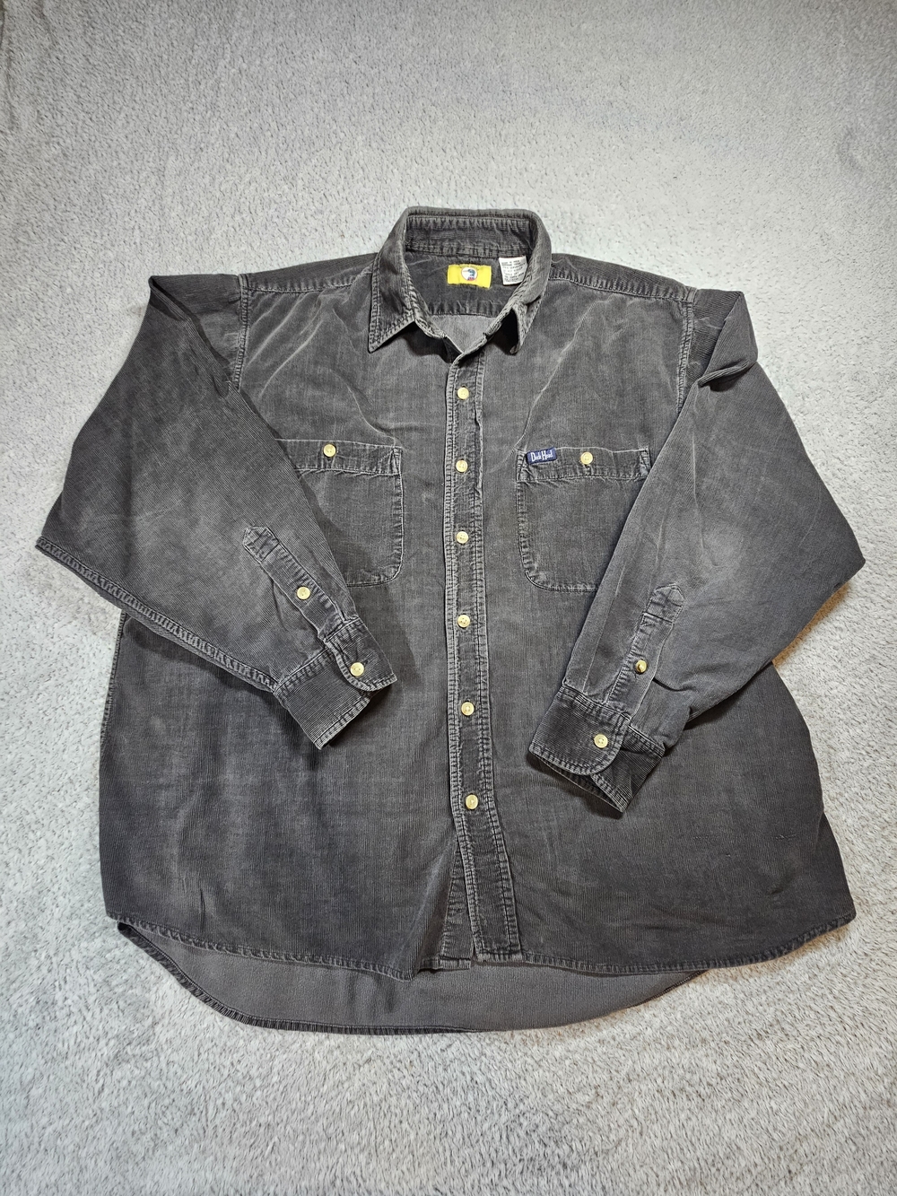 VTG 90s Duck Head Corduroy Button Down Shirt Men's XL Oversized Charcoal Gray